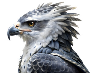 Harpy Eagle Side View Illustration, Isolated on White, Ideal for Wildlife Conservation and Educational Projects	