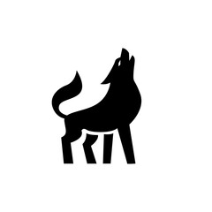 Wolf silhouette logo icon. Howling predator sign. Wild canine animal symbol design