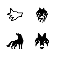 Wolf silhouette logo icon. Howling predator sign. Wild canine animal symbol design