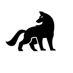 Wolf silhouette logo icon. Howling predator sign. Wild canine animal symbol design