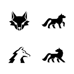 Fototapeta premium Wolf silhouette logo icon. Howling predator sign. Wild canine animal symbol design