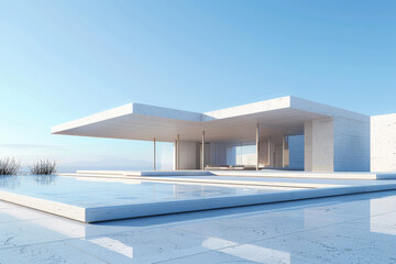 Concrete outdoor square building,Empty architectural background.
