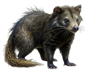 Naklejka premium Binturong Side View Illustration, Isolated on White Background, Perfect for Wildlife and Nature Conservation Designs 
