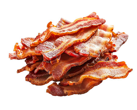 Crispy cooked bacon slices stacked together. Perfect for breakfast or adding a savory touch to your favorite dishes.