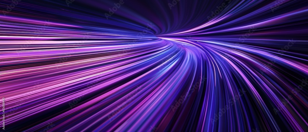 Poster abstract curved purple and blue light trails creating a dynamic and energetic visual effect with smo