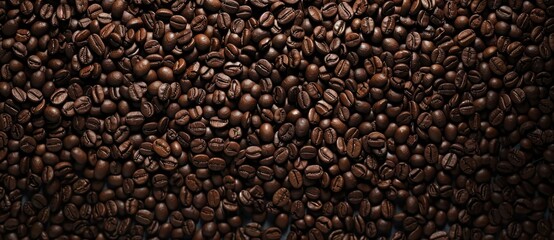 background of coffee beans texture, top view