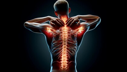 Illuminated Spine and Shoulder Pain Anatomy.