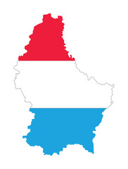 Luxembourg  flag map national flag and country outline.