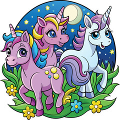Adorable Unicorn Vector Illustration