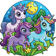 Adorable Unicorn Vector Illustration