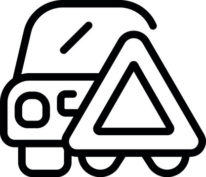 recommend clip art: Black and white vector graphic of a snow plow symbol with warning triangle