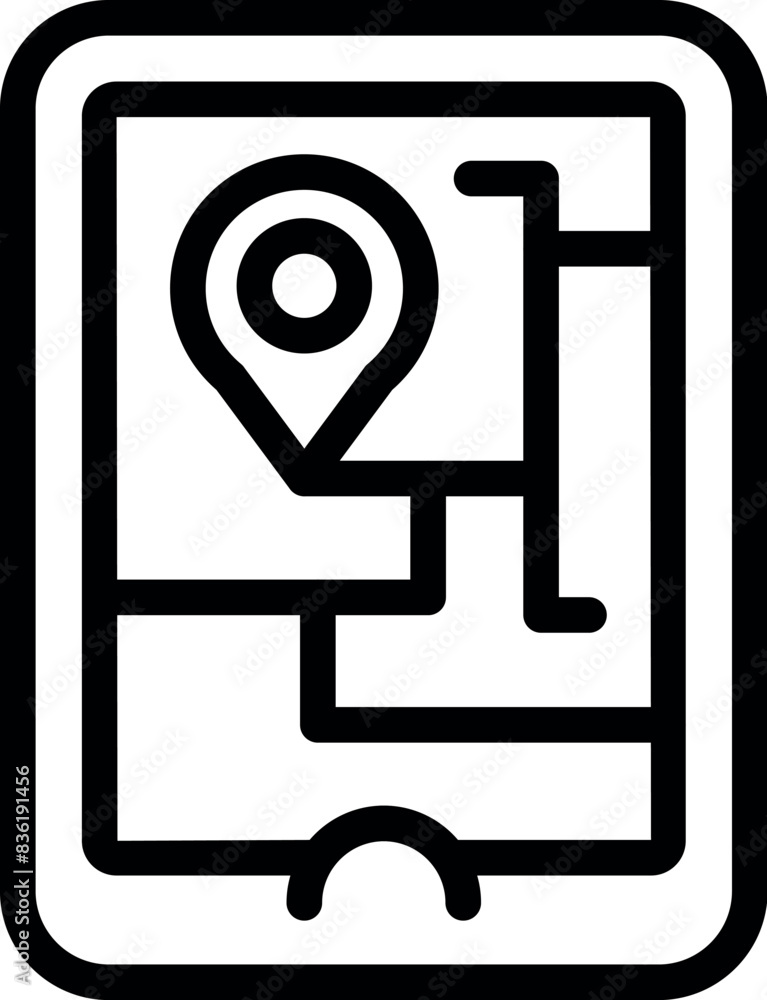 Aufkleber linear vector illustration of a gps map with location pin on a mobile phone screen
