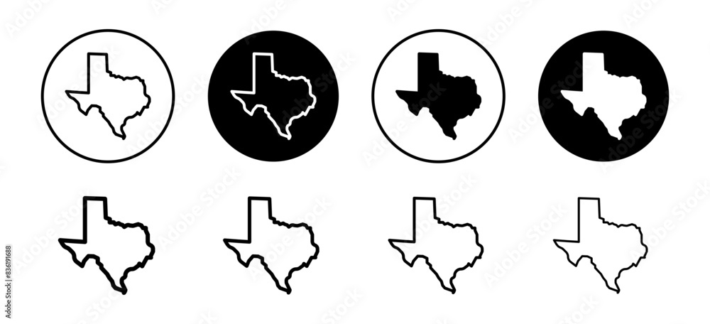 Poster Texas map icon vector set collection for web