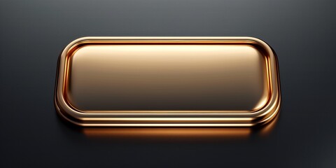 Golden glossy button on black background. Vector illustration