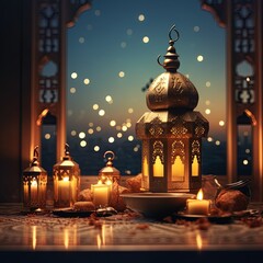 Obraz premium traditional lanterns representing the festive spirit of islamic event and celebration.