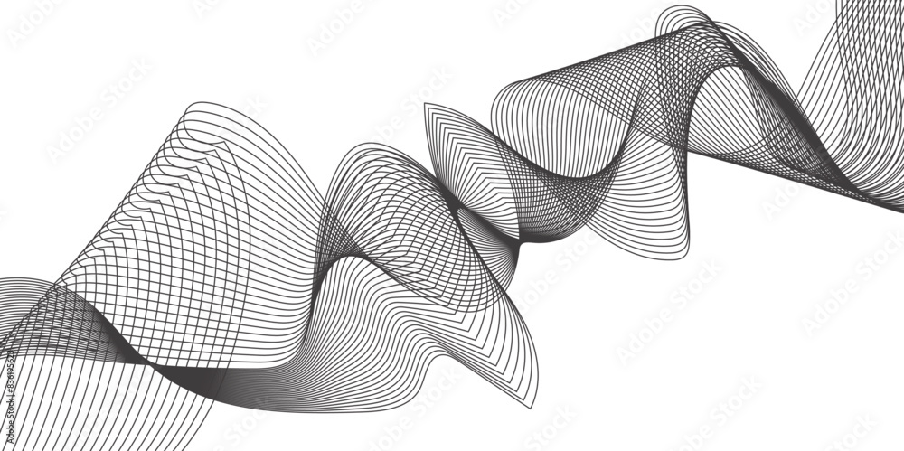 Aufkleber abstract vector line wave graphics on white background. digital frequency track equalizer. stylized 