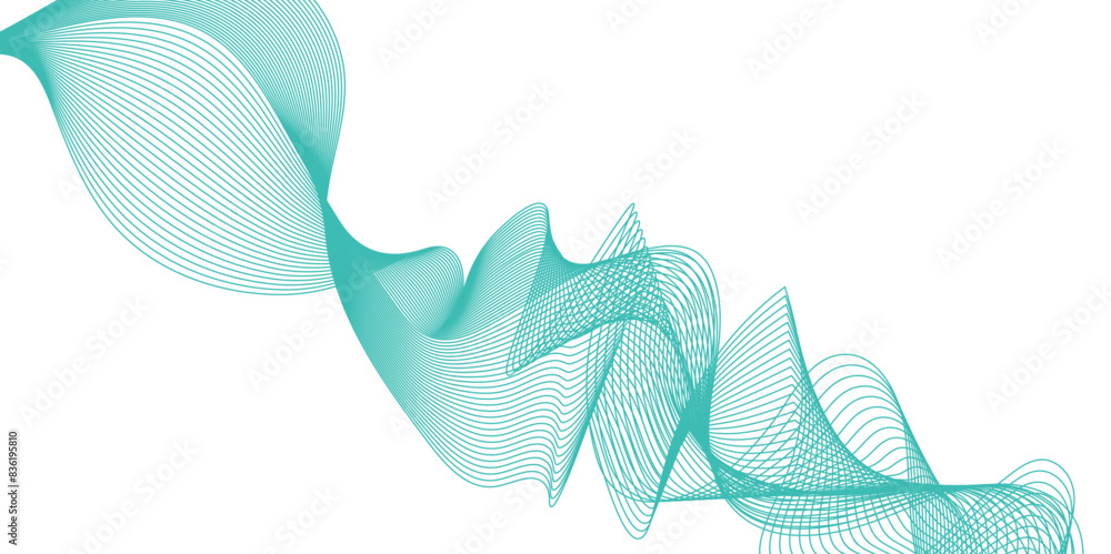 Aufkleber abstract vector line wave graphics on white and blue background. digital frequency track equalizer. 