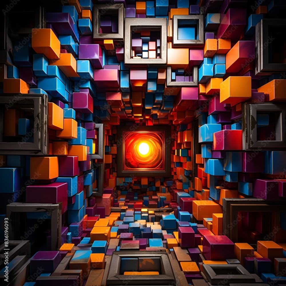 Poster construct a square abstract background inspired by futuristic themes and technological elements