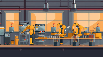 Robotized car factory cartoon concept vector image