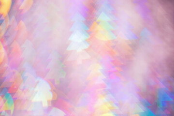 Abstract Festive Light with Christmas Tree Shapes, figured Bokeh as Soft Background, natural flare...