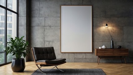 Poster mockup with aesthetic interior design