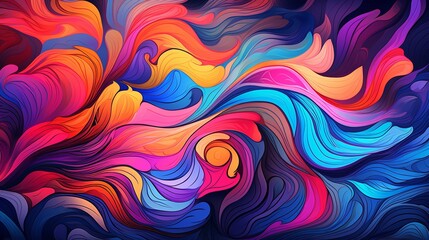 Psychedelic patterns with swirling, neon colors 