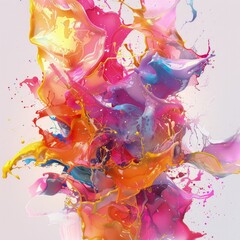 Fototapeta premium A colorful splash of paint with a pink and yellow swirl