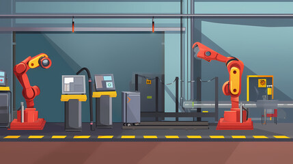 Robotized car factory cartoon concept vector image
