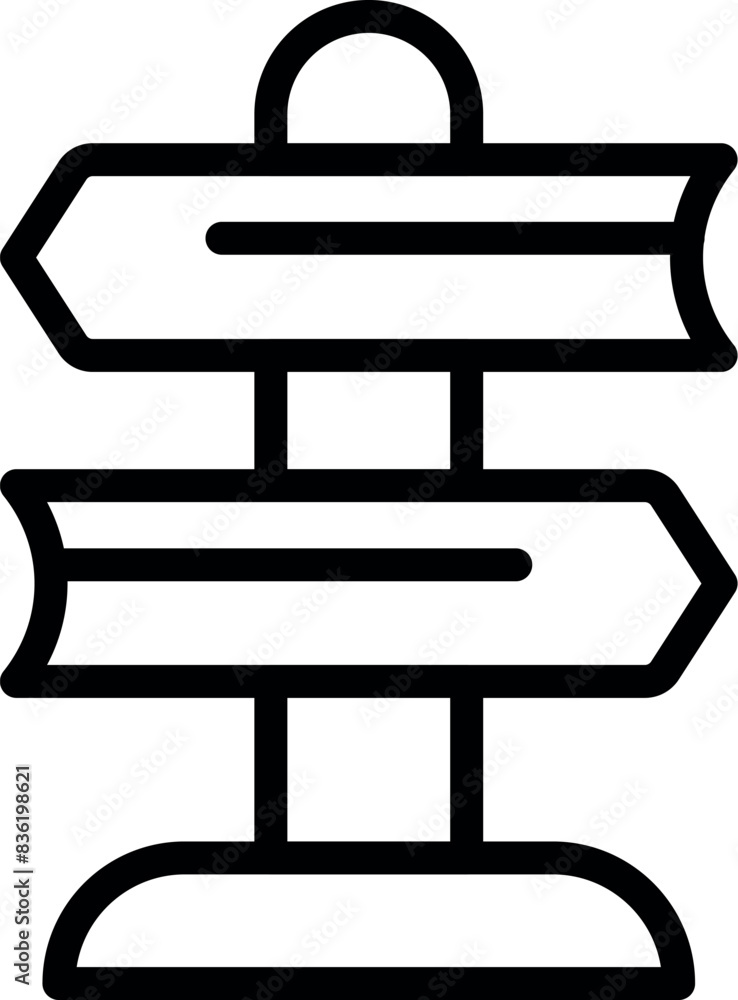 Poster vector illustration of a blank directional sign icon with customizable editable line art for wayfind