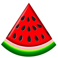 Cartoon watermelon icon on white illustration on transparent background