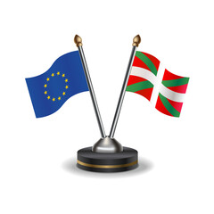 European Union and Basque lands table flags relation with background transparent