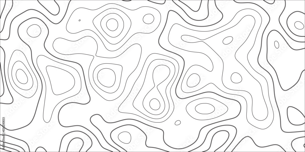 Poster Modern Abstract Topographic map background with wave lines. White curved lines light spots horizontal lines. Paper texture Imitation of a geographical map shade. 