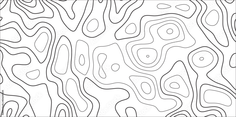 Poster Modern Abstract Topographic map background with wave lines. White curved lines light spots horizontal lines. Paper texture Imitation of a geographical map shade. 