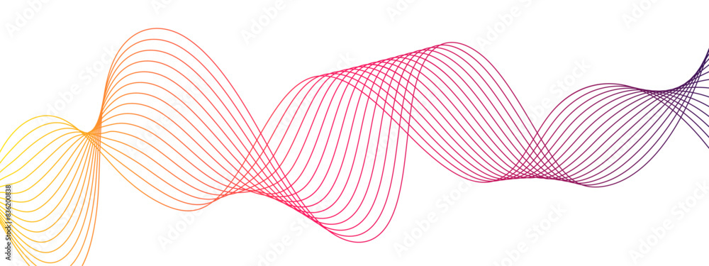 Aufkleber abstract futuristic blend curved wavy technology lines. pink wavy tech lines used for design element