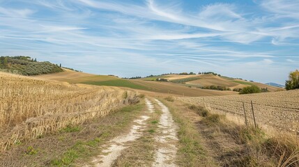 Obraz premium Siena, Italien, 20. September 2015 - Crete Senesi is an impressive setting in Tuscany south of Siena. In spring, rich green and in autumn, earthy hues after harvest