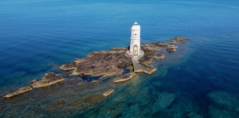 the lighthouse of the mangiabarche in calasetta, in southern sardinia