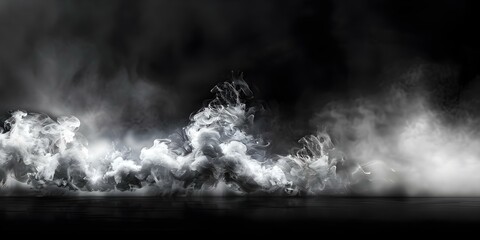 Eerie Smoke Rising from the Ground Against a Black Background. Concept Smoke Photography, Dark Aesthetics, Mysterious Atmosphere, Abstract Imagery
