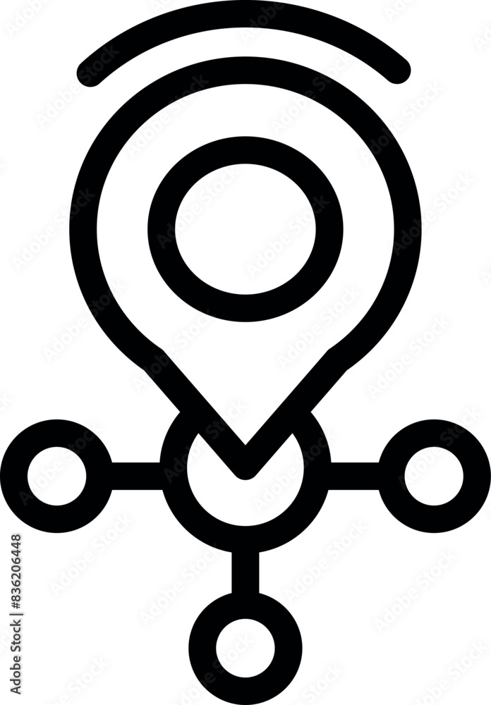 Poster vector illustration of a map pin symbol with network lines, representing location and connectivity