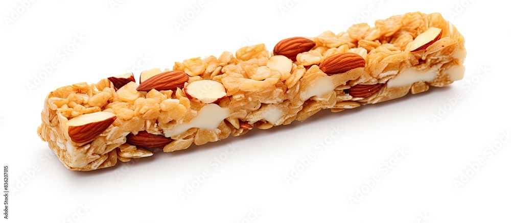 Poster granola bar displayed on white background with copy space image.