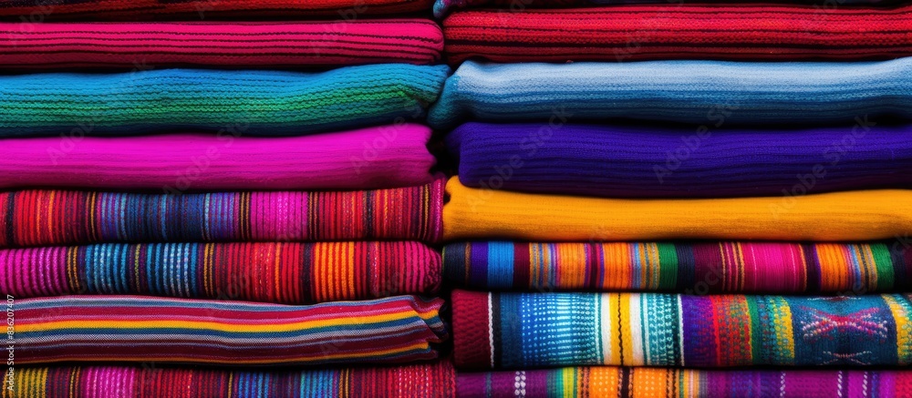 Poster a detailed view of an artisanal guatemalan fabric in antigua, with room for text or other elements i