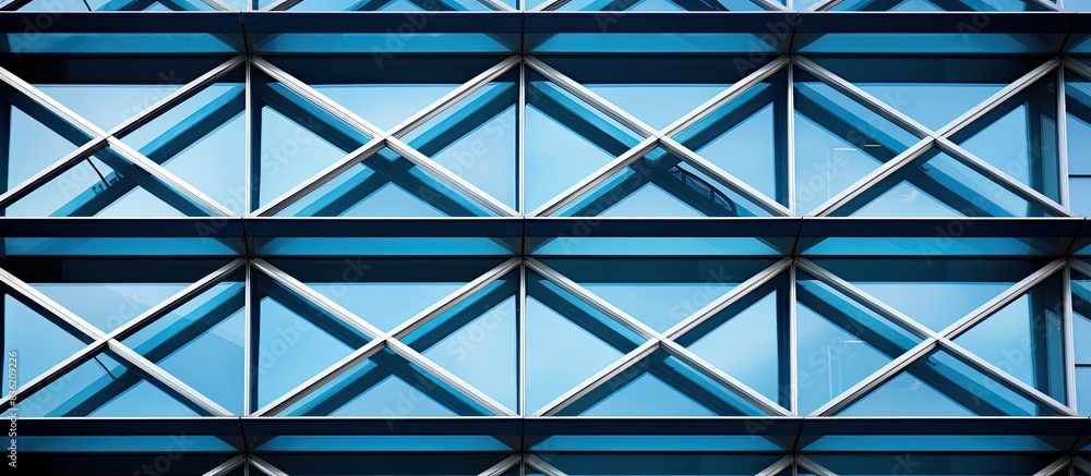 Aufkleber an up-close view of contemporary architecture with a blue hue and ample copy space image.