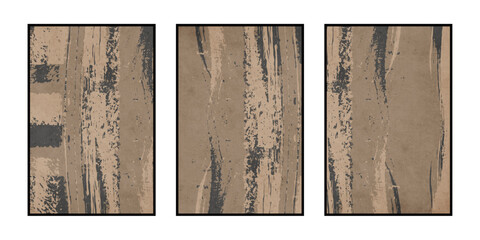 Set of 3 Abstract illustration in vintage style. For use in graphics, for wall decor. .
