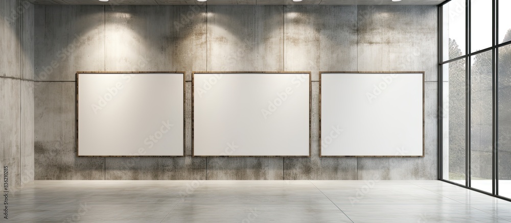 Poster conceptual modern style frame on a composition wall with a blank copy space image.