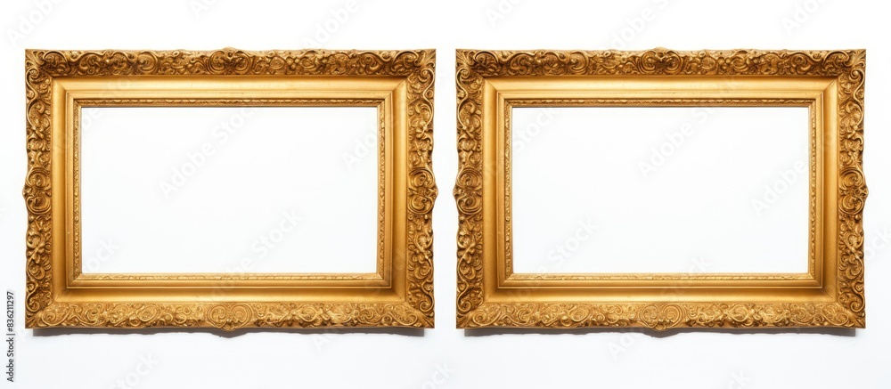 Poster antique-style white framework for copy space image on a white backdrop.