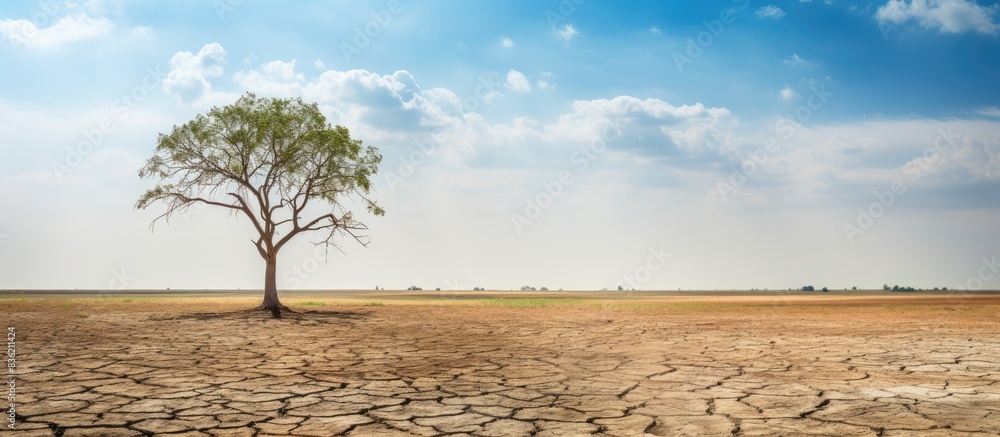 Poster transitioning from arid conditions to sustainable development in the face of climate change, with a 