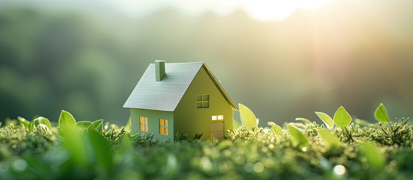A close-up photo of a wind turbine on paper symbolizing ESG and clean energy concepts, promoting green power, sustainability on Earth Day, with a focus on reducing carbon emissions. Copy space image