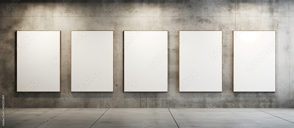 Poster gallery exhibition room showcasing an empty frame with copy space image.