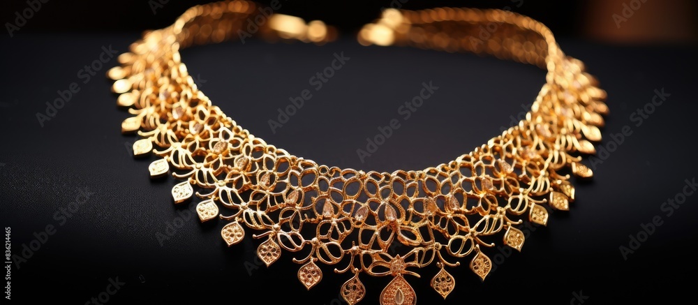 Aufkleber a gold chain displayed on a fork against a bright background with ample copy space for text or desig