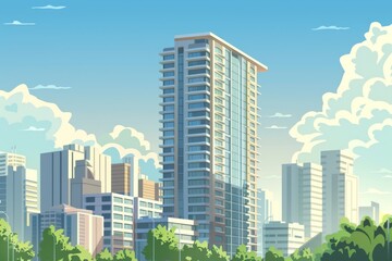 Obraz premium A Cityscape of Towers Under a Sunny Sky