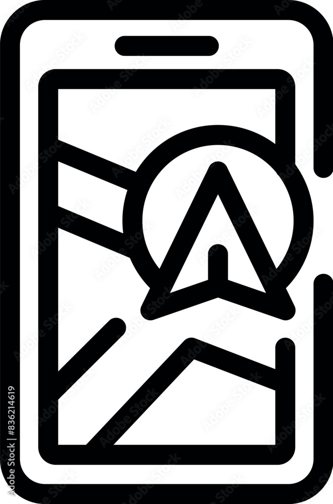 Poster vector illustration of a modern mobile navigation app icon on a smartphone screen for gps tracking a